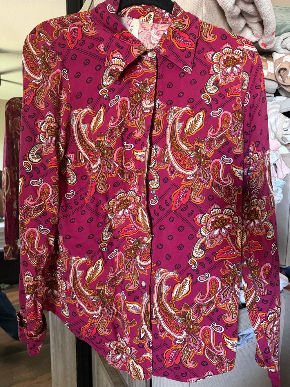 Roper Fuchsia Paisley Button-Down Shirt